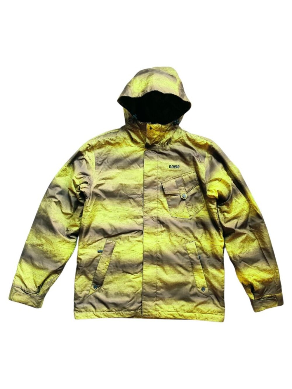 Orage Prime 10 Men's M Technical Ski Snowboard Jacket Woodgrain Stripe Y2K